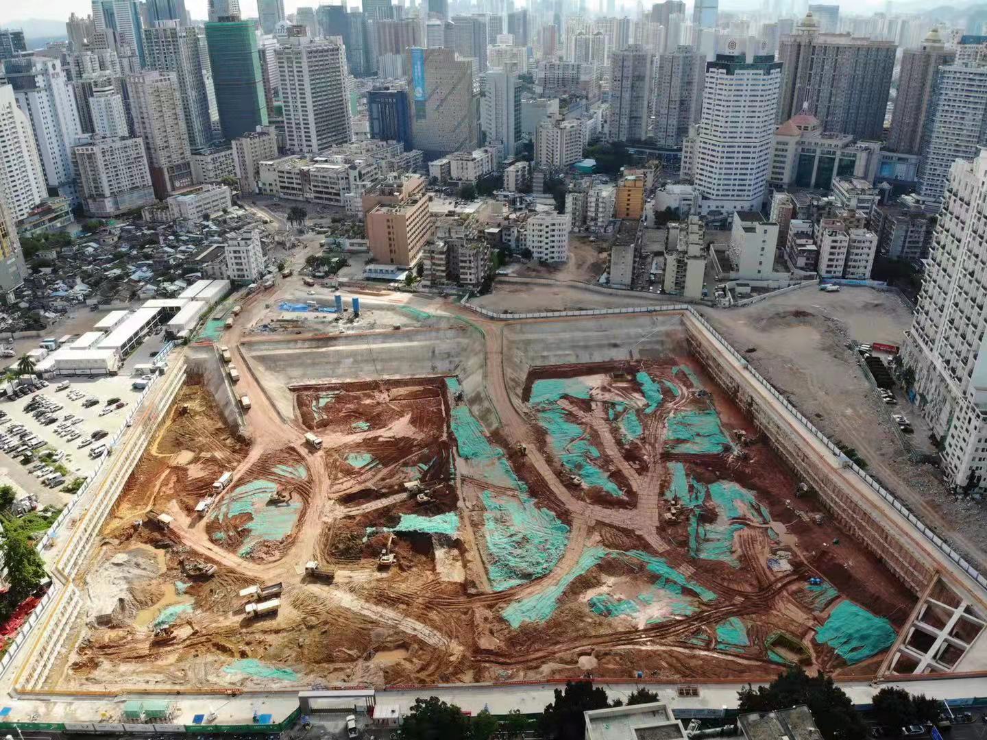 深圳湖贝 A1、A2 地块项目基坑支护工程2021年7月15日前施工现场