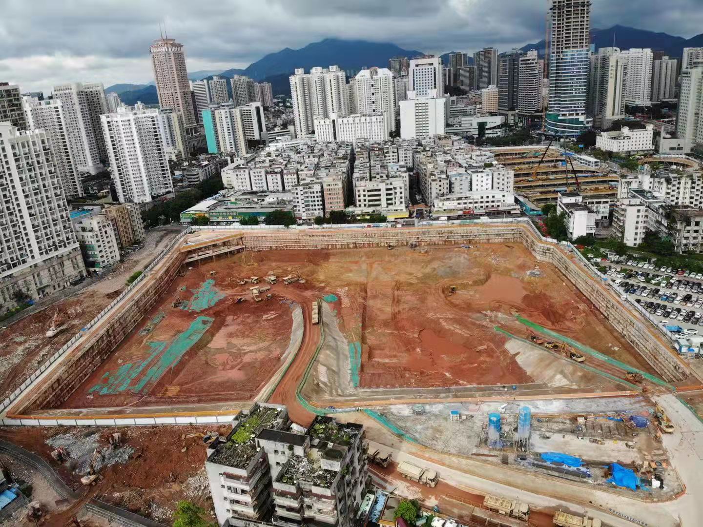 深圳湖贝 A1、A2 地块项目基坑支护工程2021年8月4日现场