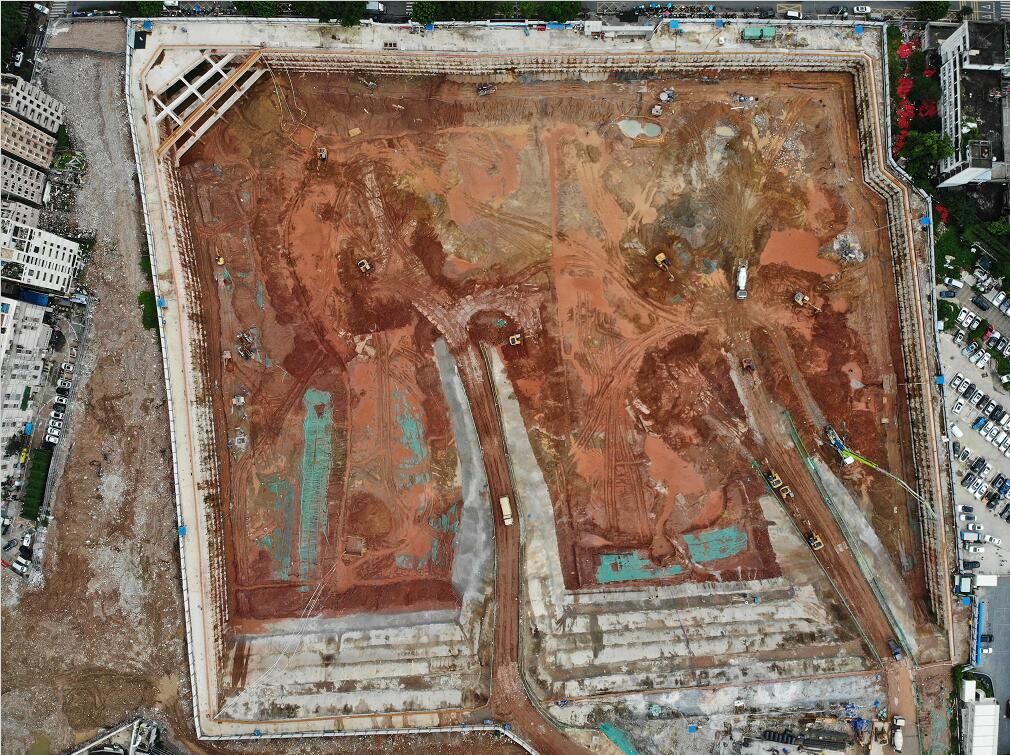 深圳湖贝 A1、A2 地块项目基坑支护工程2021年8月13日现场